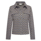 HV Society jas donkerblauw met grafisch motief en borstzakken voor dames
