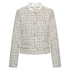 HV Society jas ecru in tweed met zwarte ruit en ruchekraagje voor dames
