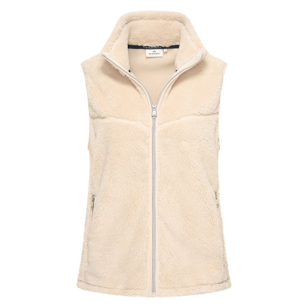 HV Society bodywarmer ecru met teddystof en opstaande kraag voor dames