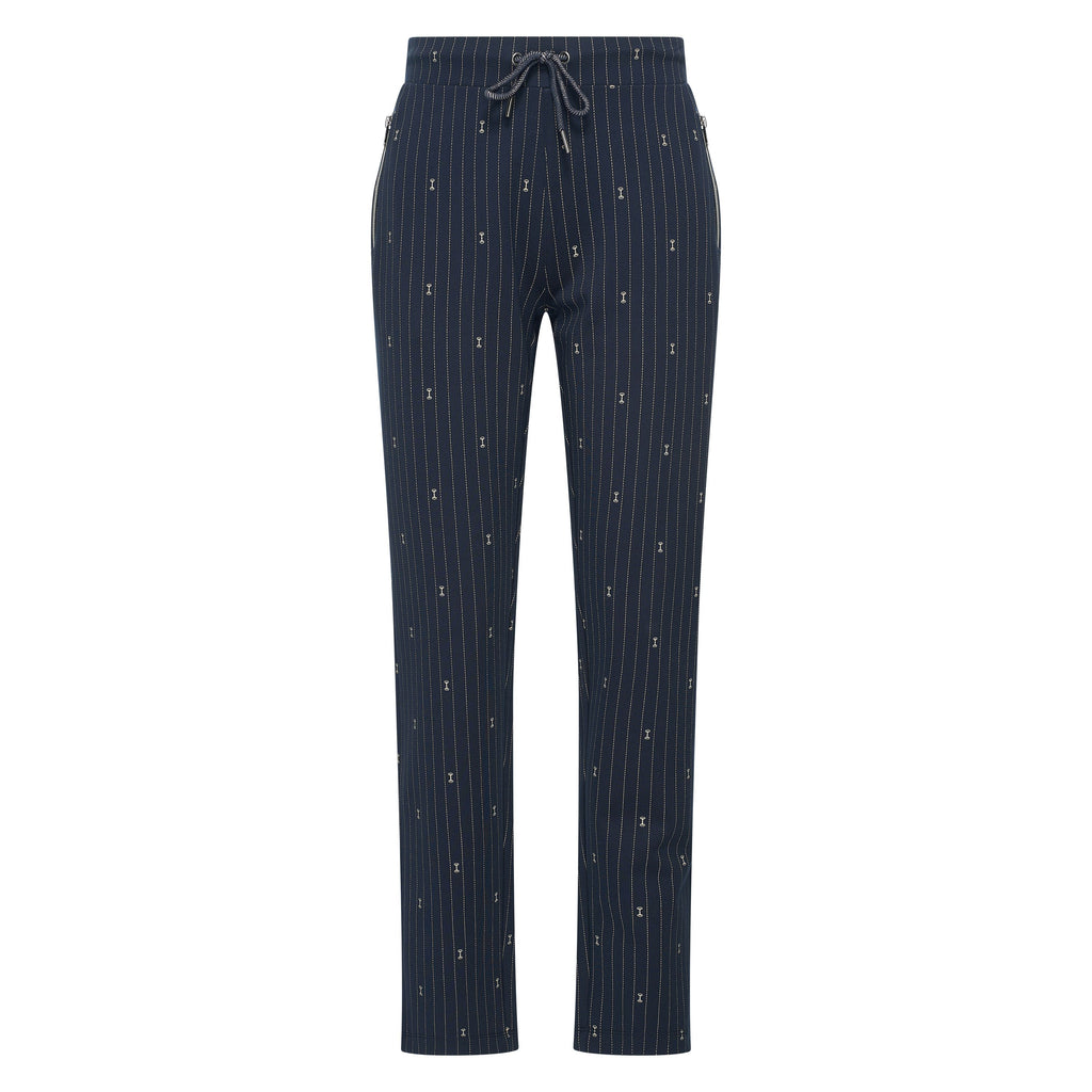HV Society broek donkerblauw met krijtstreep en trekkoord voor dames