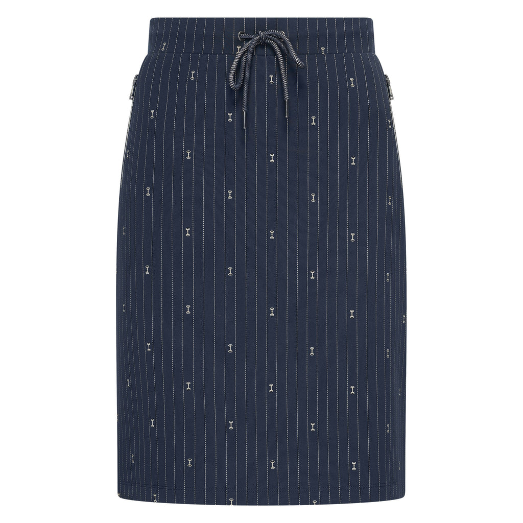 HV Society rok donkerblauw met krijtstreep en elastische taille voor dames