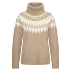 HV Society trui beige met col en jacquardpas in ecru voor dames