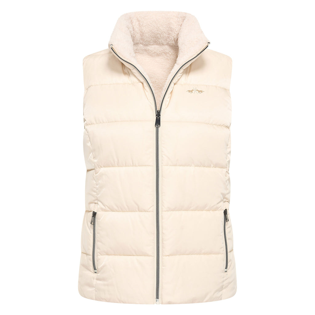 HV Society bodywarmer ecru omkeerbaar met gewatteerde en teddyzijde voor dames