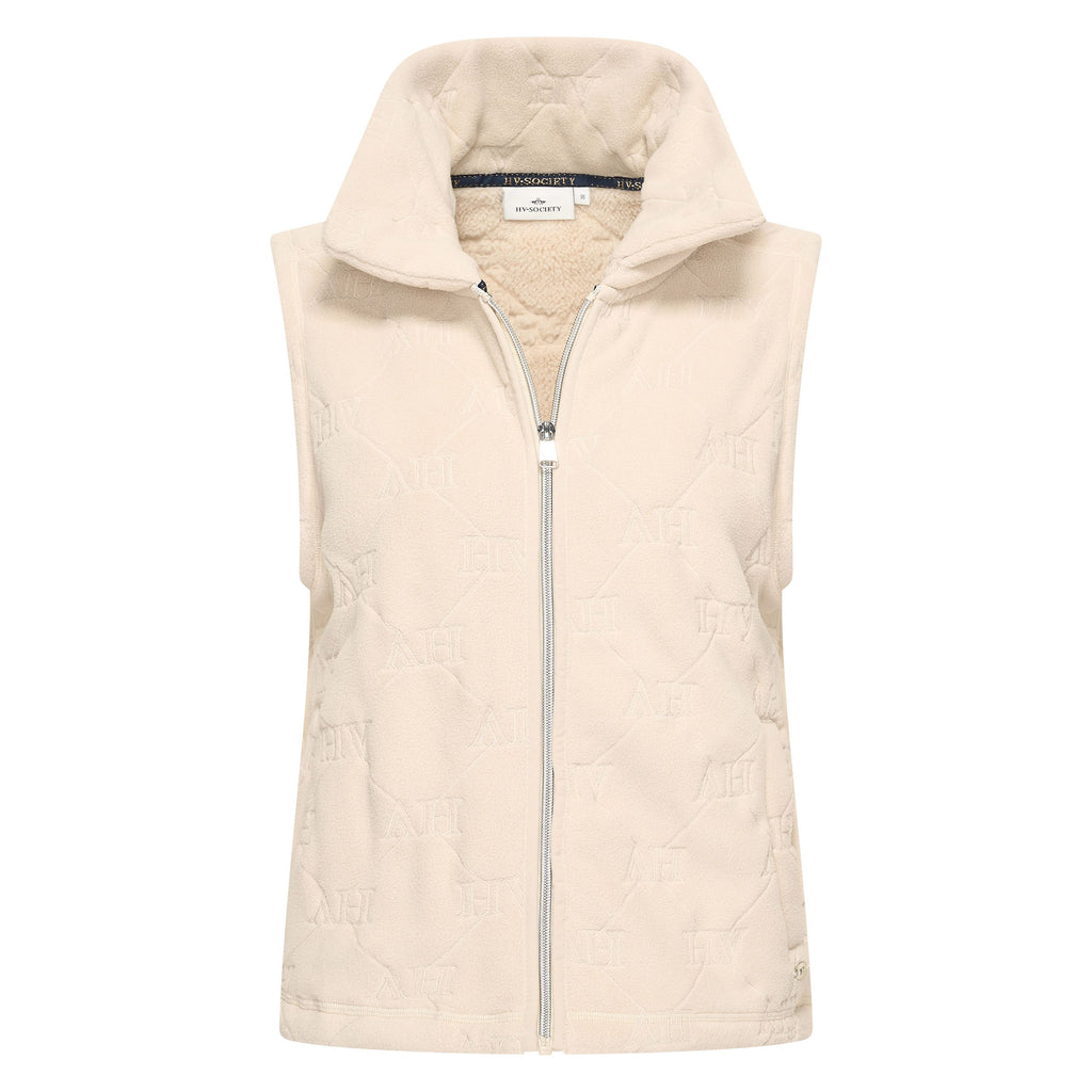 HV Society bodywarmer ecru met reliëfpatroon en teddy voering voor dames