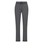 HV Society broek donkerblauw met grafische print en elastische tailleband voor dames