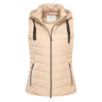 HV Society bodywarmer champagne met capuchon en zwarte contrastlinten voor dames