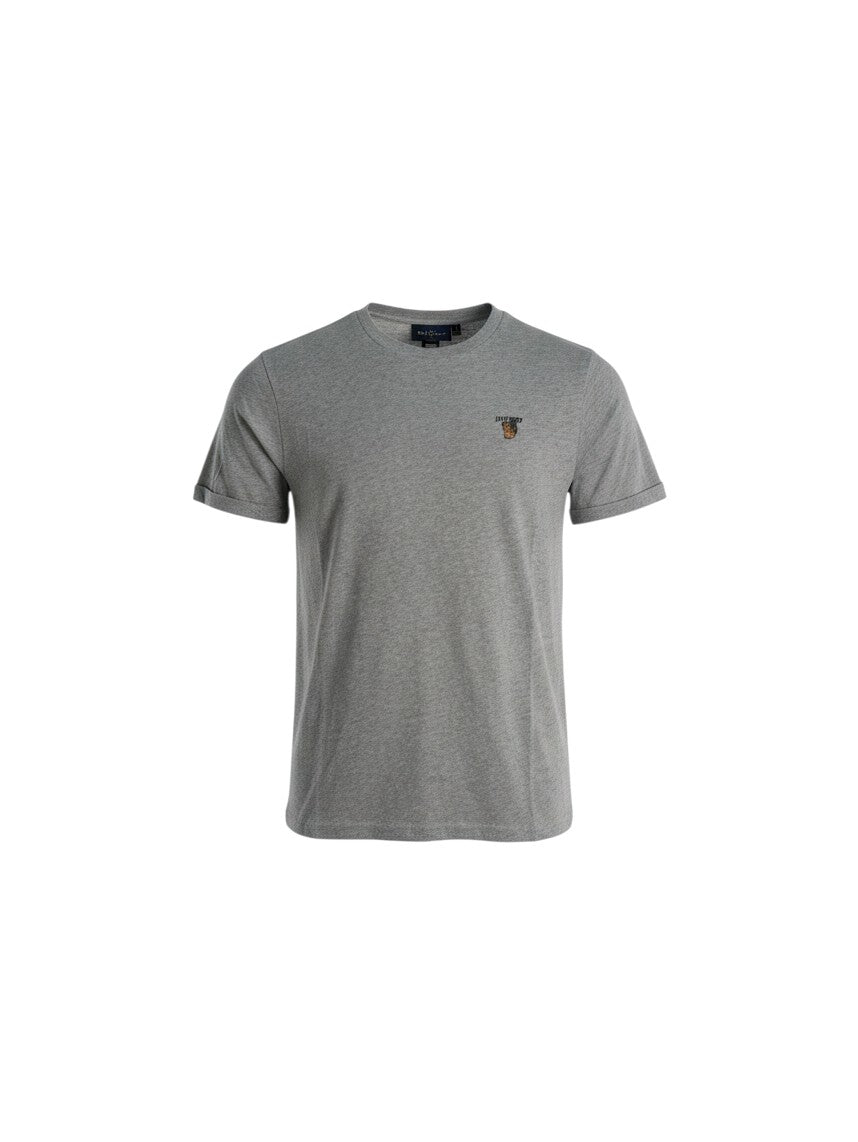 Antwrp T-shirt lichtgrijs met geborduurd logo en omgeslagen mouwen voor heren