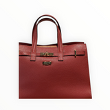 Elegante rode Baldinini handtas van generfd leder met goudkleurige sluiting en handvatten van Brands Only Webshop