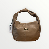 Beige Baldinini handtas van generfd leder met een elegante knoop in het handvat, aangeboden door Brands Only Webshop.