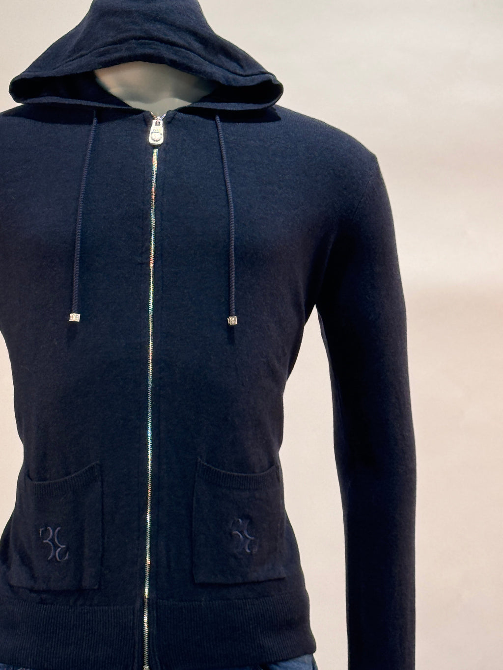Billionaire hoodie donkerblauw met rits en geborduurde zakken voor heren