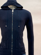 Billionaire hoodie donkerblauw met rits en geborduurde zakken voor heren