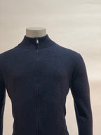 Billionaire vest donkerblauw met opstaande kraag en doorlopende rits voor heren