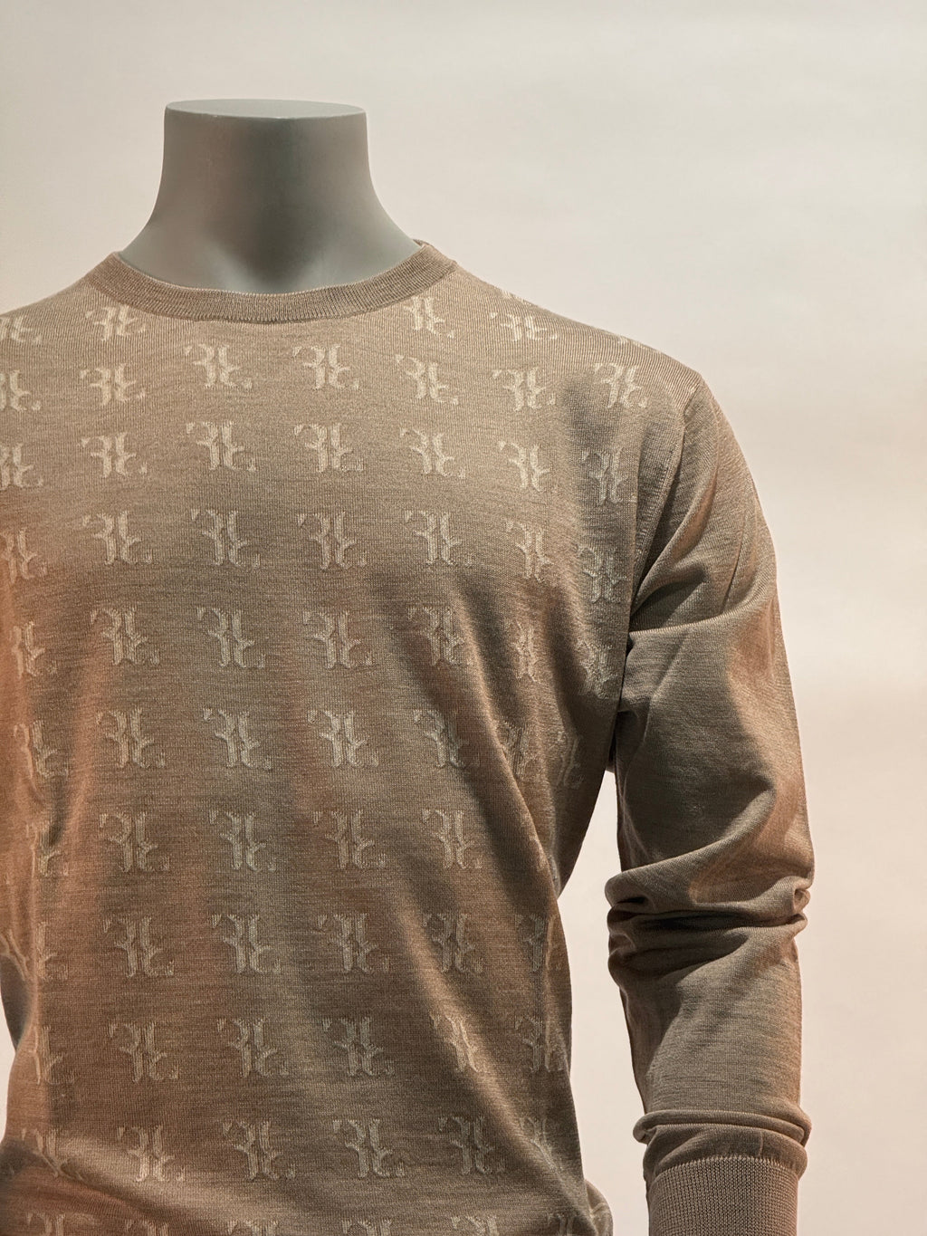 Billionaire trui beige met ingebreid logomotief voor heren
