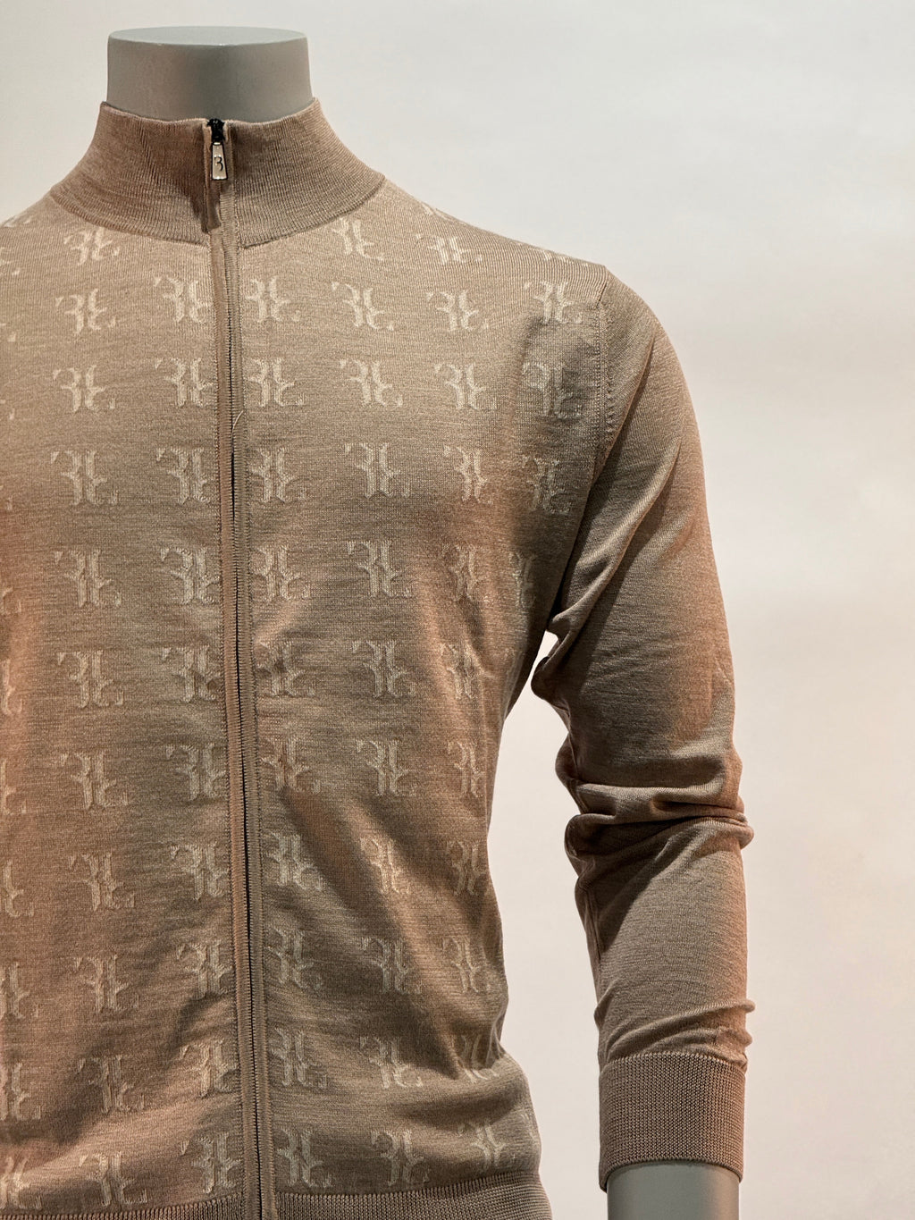 Billionaire vest beige met rits en ingebreid logomotief voor heren
