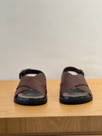 Cerruti sandalen bruin met gekruiste banden en hielriem voor heren