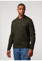 Antwrp Merino Knitted Polo Donkergroen - detail 2