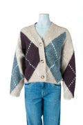BSB vest beige met argyle motief en steentjes voor dames