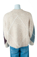 BSB vest beige met argyle motief en steentjes voor dames