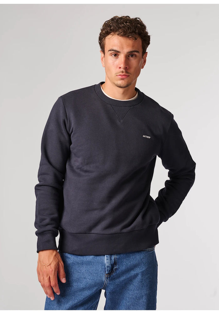 Antwrp basic sweater donkerblauw - voorkant