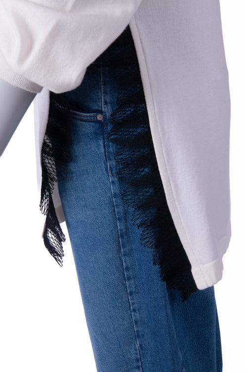 Twinset trui ecru met kanten zijsplit voor dames