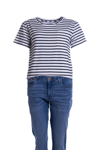 Fracomina - T-Shirt - Wit/Blauw