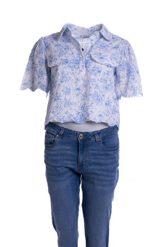 Fracomina - Blouse - Wit/Blauw