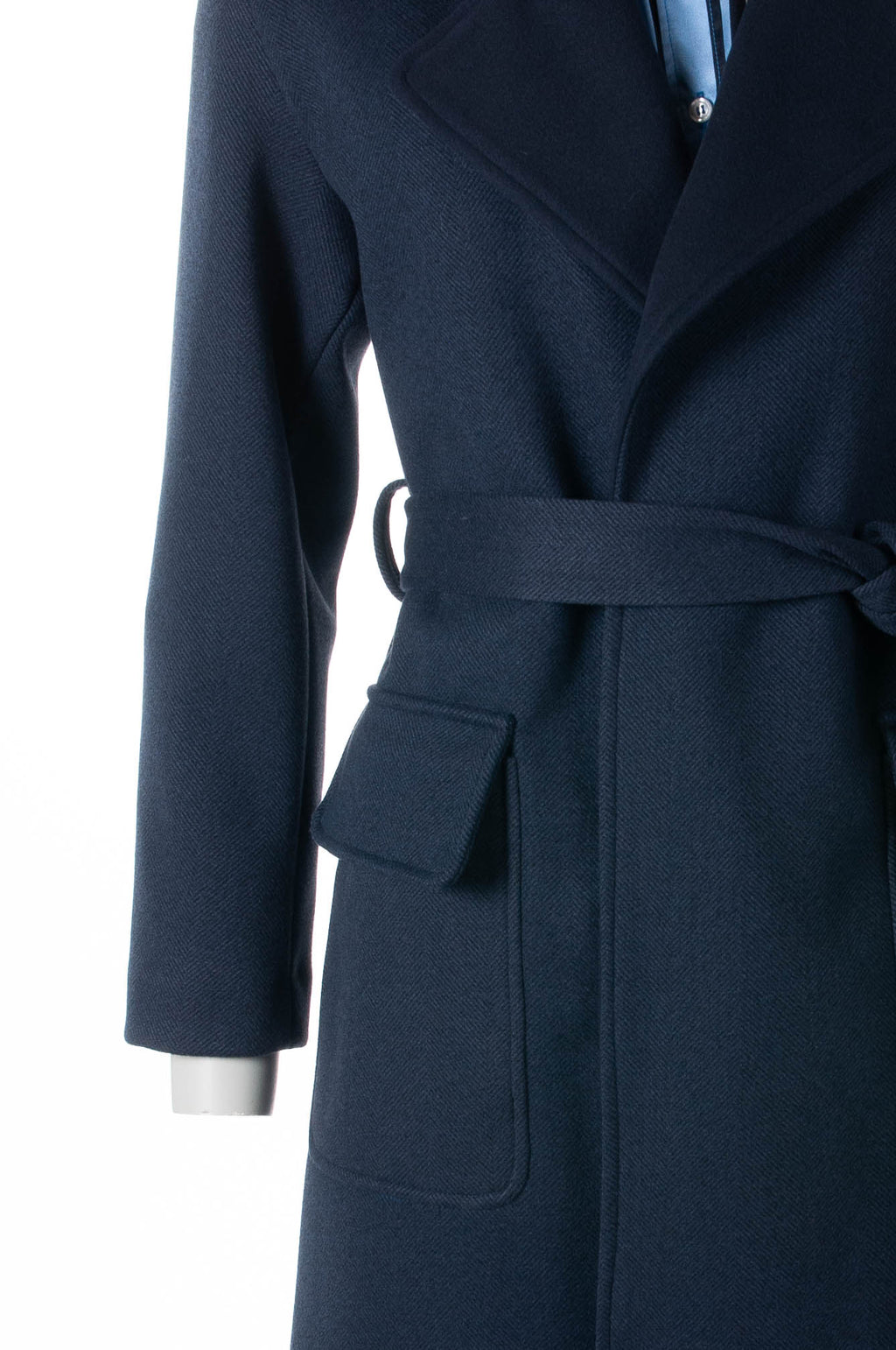 Fracomina manteau bleu foncé avec ceinture à nouer et col à revers pour femme