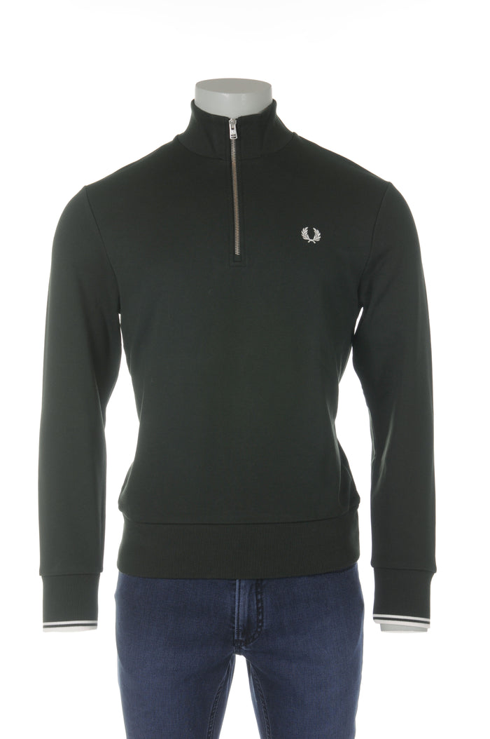 Fred Perry - Sweater Met Kleine Rits - Donkergroen