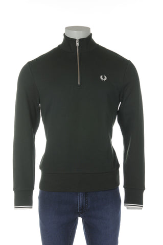 Fred Perry - Sweater Met Kleine Rits - Donkergroen
