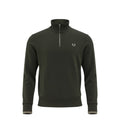 Fred Perry sweat kaki avec demi-zip et col montant pour homme