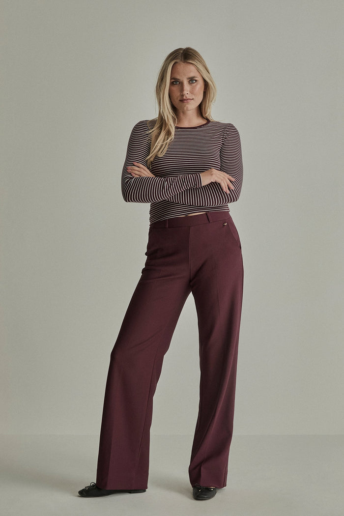 Para Mi - Broek - Bordeaux - PRM26W008 - Mira Elastic Twill Jersey Burgundy Red