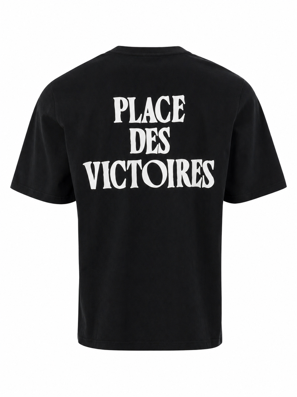 AMI Alexandre Mattiussi T-shirt zwart met Place des Victoires-rugprint unisex