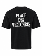 AMI Alexandre Mattiussi T-shirt zwart met Place des Victoires-rugprint unisex
