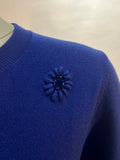 Leo & Ugo pull cobalt à fleurs appliquées et strass pour femme