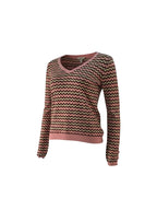 Leo & Ugo pull rose à motif zigzag et col V pour femme