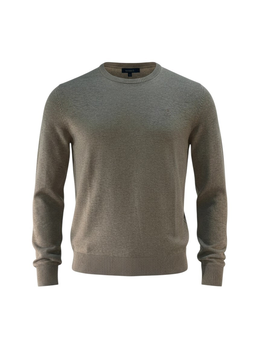 Lerros pull gris clair à col rond et logo brodé pour homme