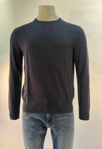 Lerros pull bleu foncé à col rond et logo brodé pour homme