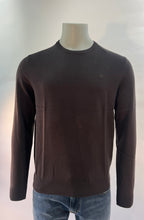 Lerros pull brun à col rond et logo brodé pour homme