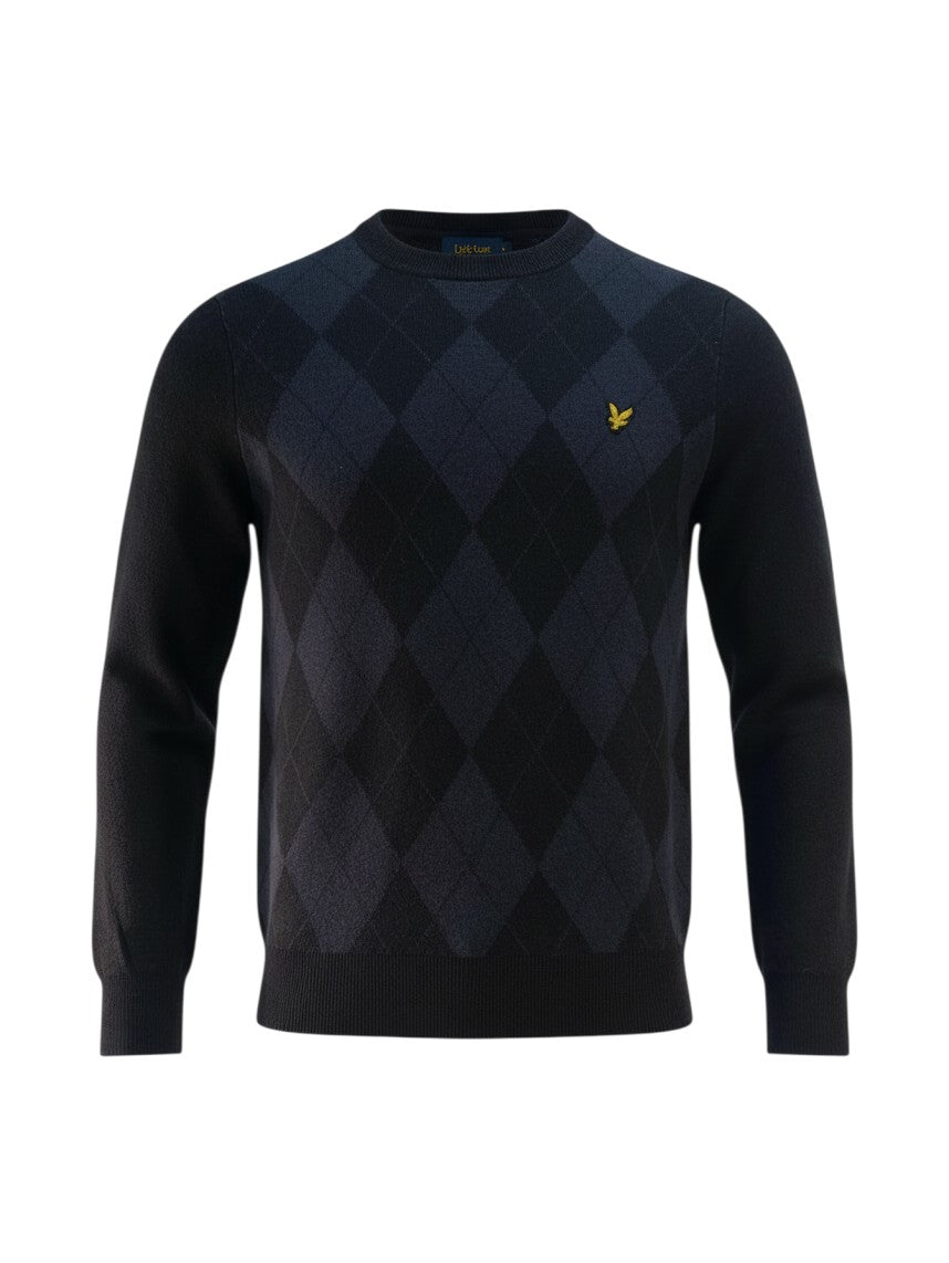 Lyle & Scott pull bleu foncé avec motif argyle pour homme