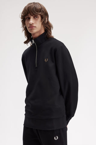 Fred Perry - Sweater Met Kleine Rits - Zwart