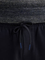 Petrol broek donkerblauw met elastische taille en trekkoord voor heren