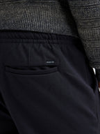 Petrol broek donkerblauw met elastische taille en trekkoord voor heren