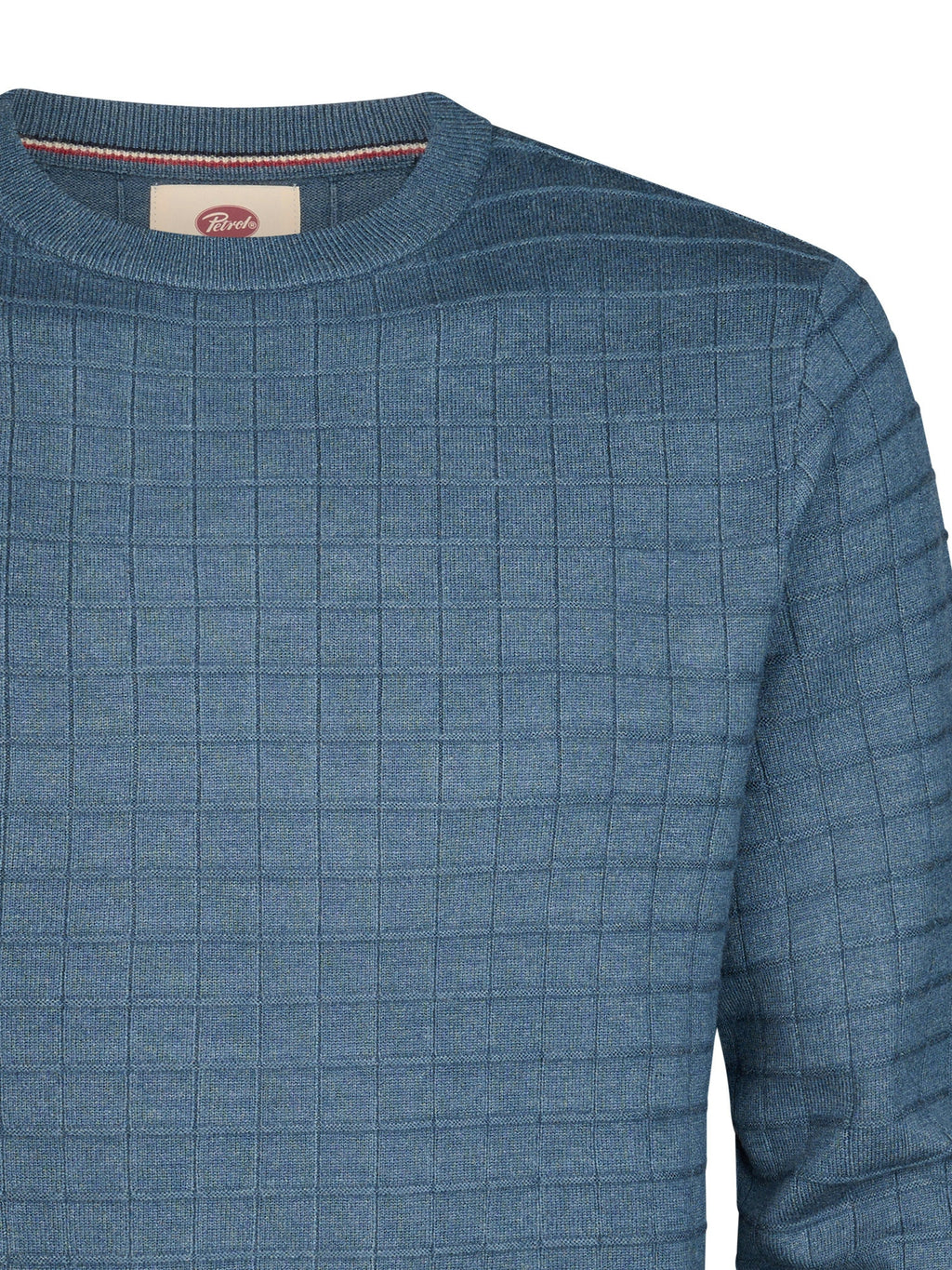 Petrol trui blauw met ruitstructuur voor heren