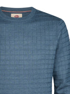 Petrol trui blauw met ruitstructuur voor heren