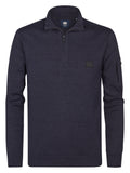 Petrol - Trui Met Korte Rits - Donkerblauw