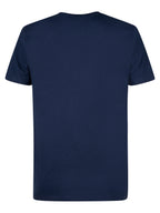 Petrol T-shirt donkerblauw met rond logo-embleem op de borst voor heren