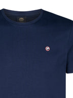 Petrol T-shirt donkerblauw met rond logo-embleem op de borst voor heren