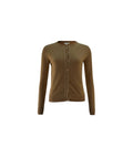Gilet Silvian Heach beige avec col rond et liserés contrastants pour femme