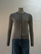 Cardigan Silvian Heach gris avec passepoil contrastant et boutonnage pour femme