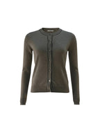 Cardigan Silvian Heach gris avec passepoil contrastant et boutonnage pour femme
